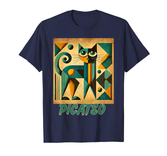 Picatso Cat – Vintage Cubist Art-Inspired Design T-Shirt