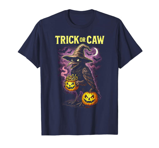 Funny Trick Or Caw Crow Halloween Raven Costume Spooky Bird T-Shirt