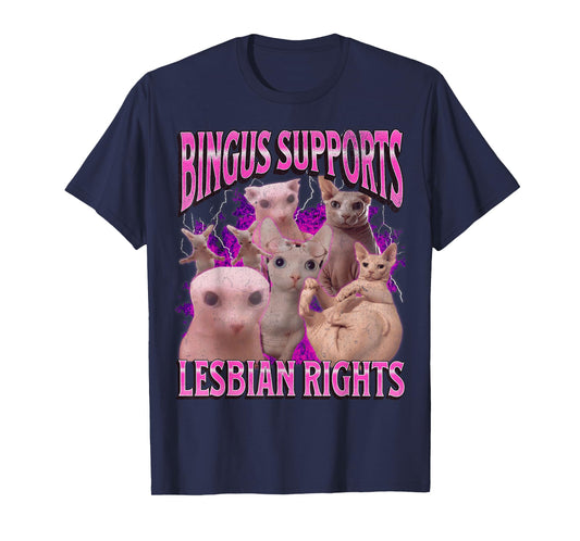 Bingus Supports Lesbian Rights Funny Cat Meme Bootleg T-Shirt