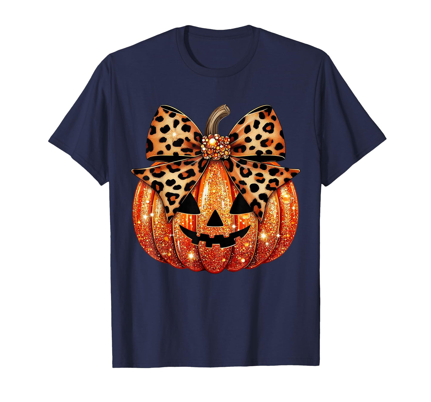 Leopard Coquette Bow Pumpkin Sparkly Pumpkin T-Shirt