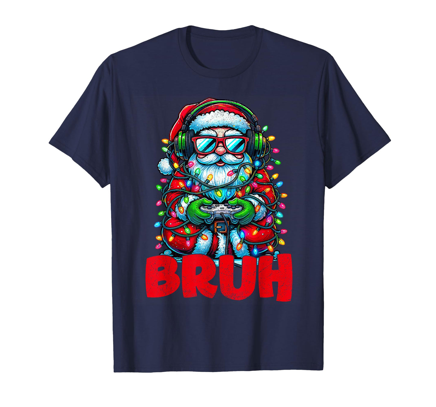 Bruh Christmas Santa Claus Gamer Video Game Xmas Pajamas T-Shirt