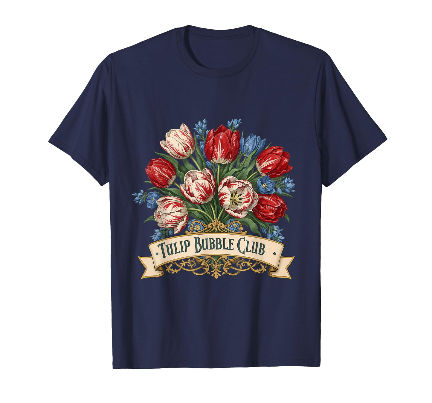 Tulip Mania 1637 Bubble Club Vintage Floral Bouquet T-Shirt