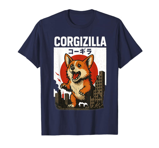 CorgiZilla Parody Japanese Art Funny Monster Corgi Attack T-Shirt