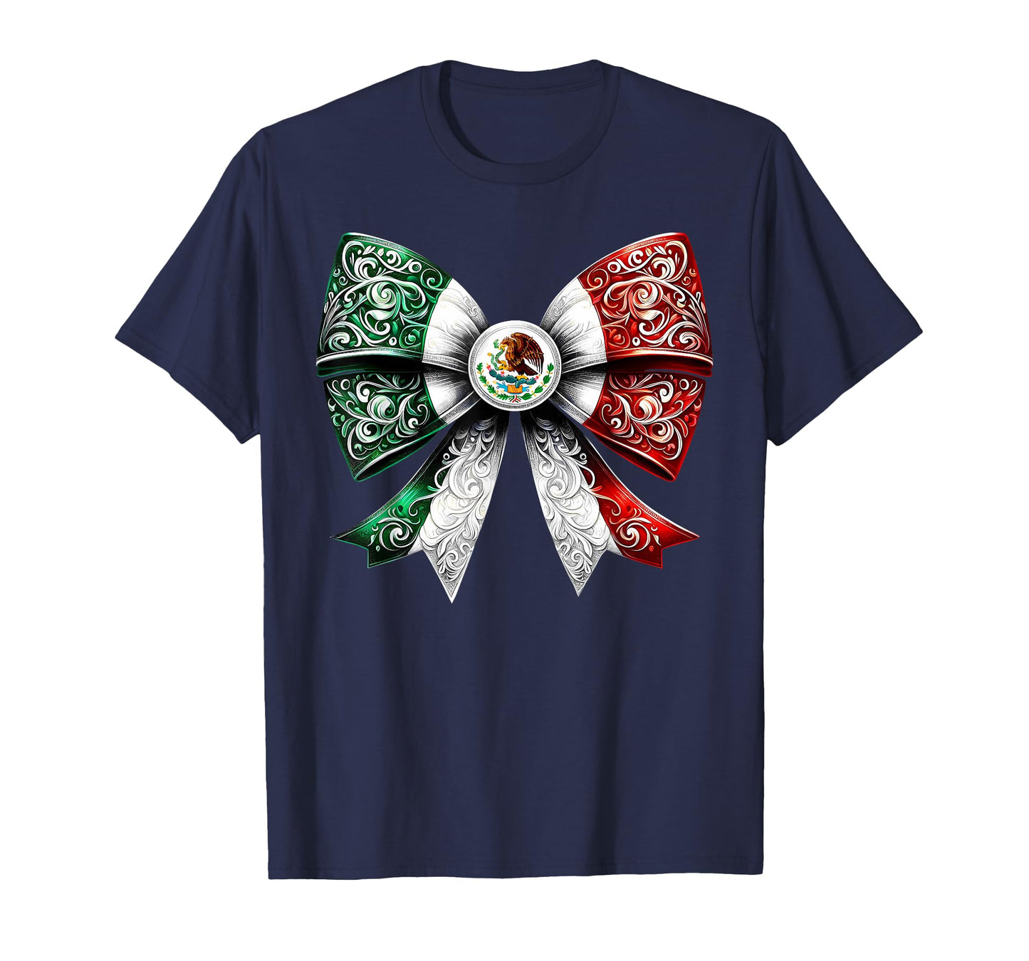Coquette Ribbon Bow Mexican Flag Festive Latino Pride T-Shirt