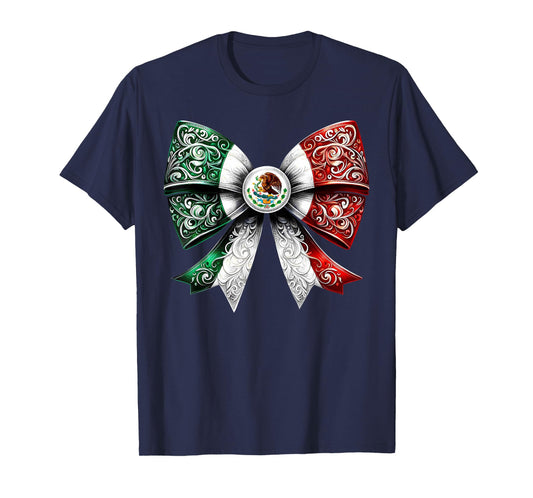 Coquette Ribbon Bow Mexican Flag Festive Latino Pride T-Shirt