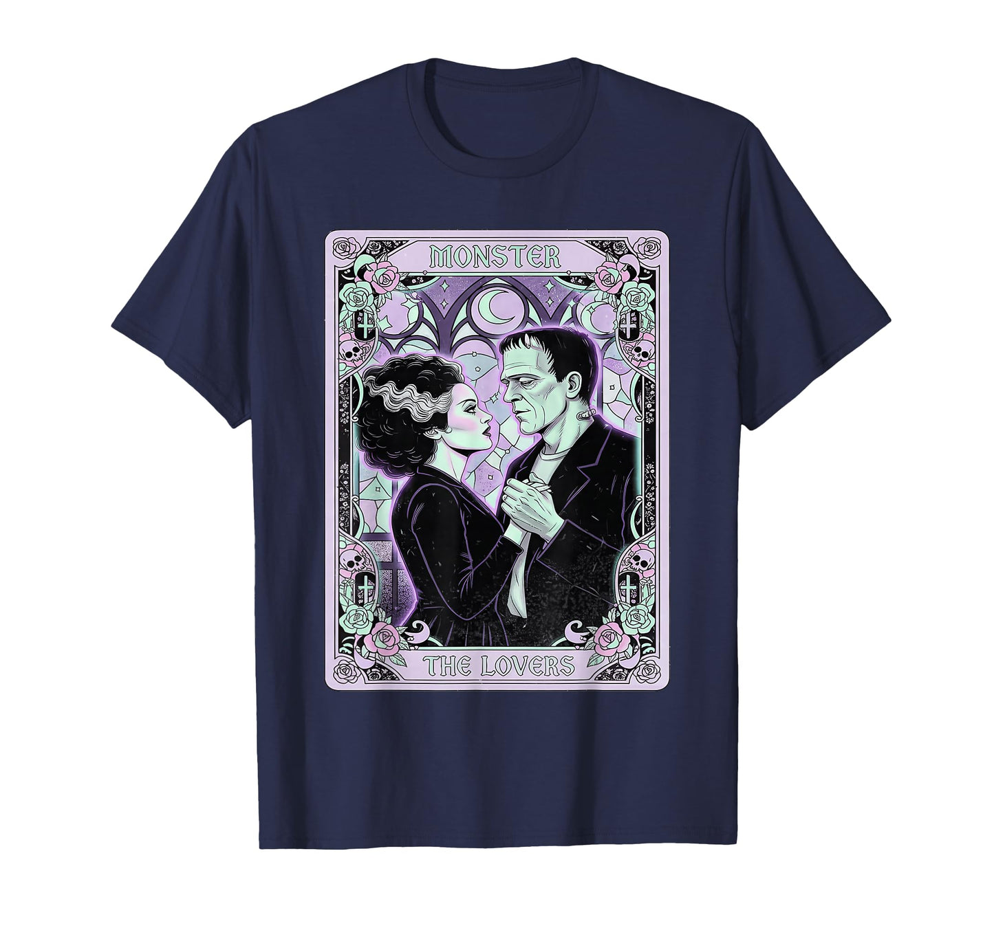 Monster Frankenstein Bride The Lovers Tarot Card Pastel Goth T-Shirt
