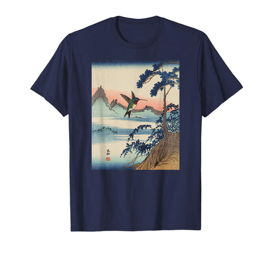 Japanese Art Hummingbird Kyosai Vintage Japan Artwork T-Shirt