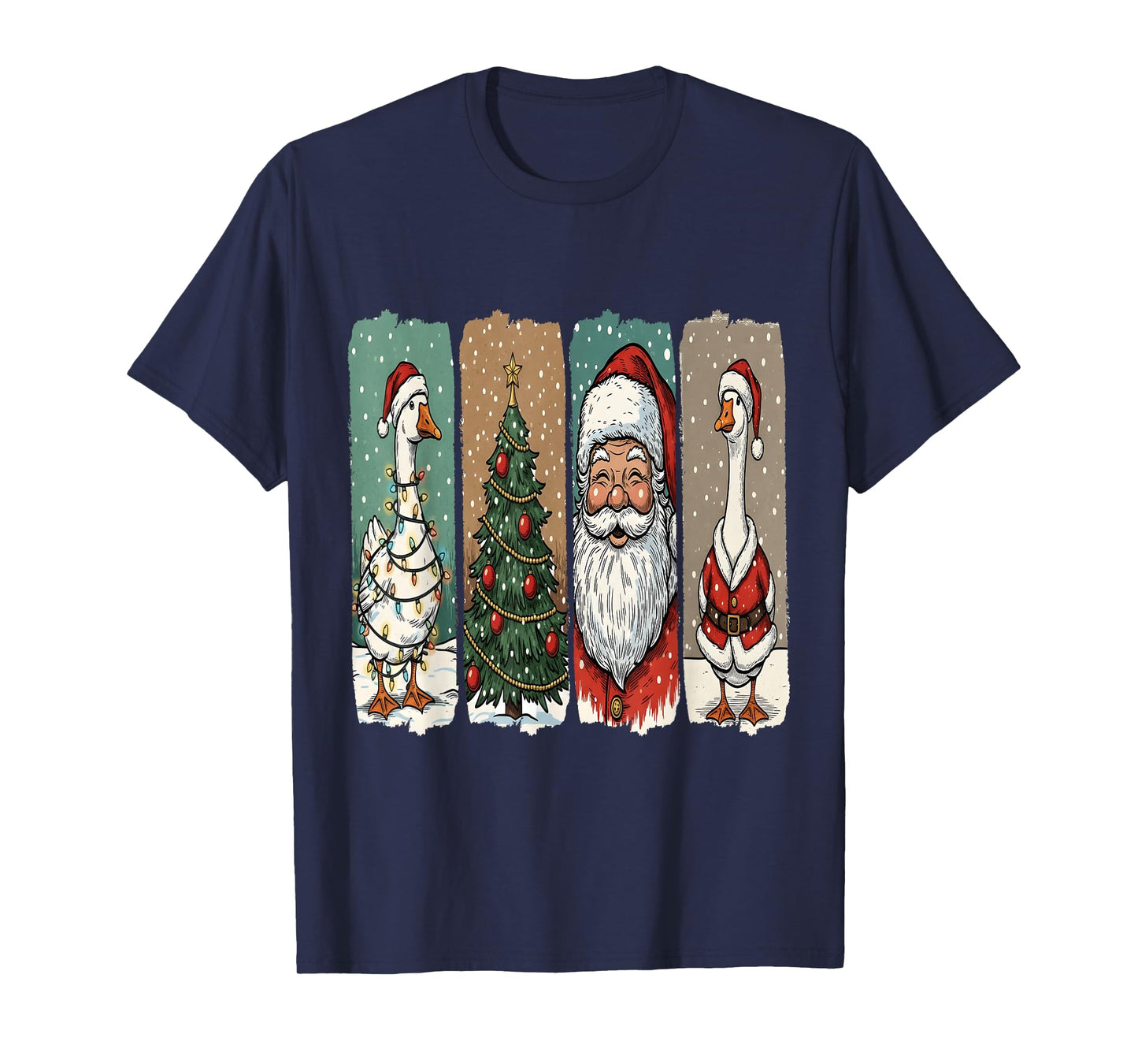 Goose Christmas Brushstroke Farm Animal Retro Vintage T-Shirt