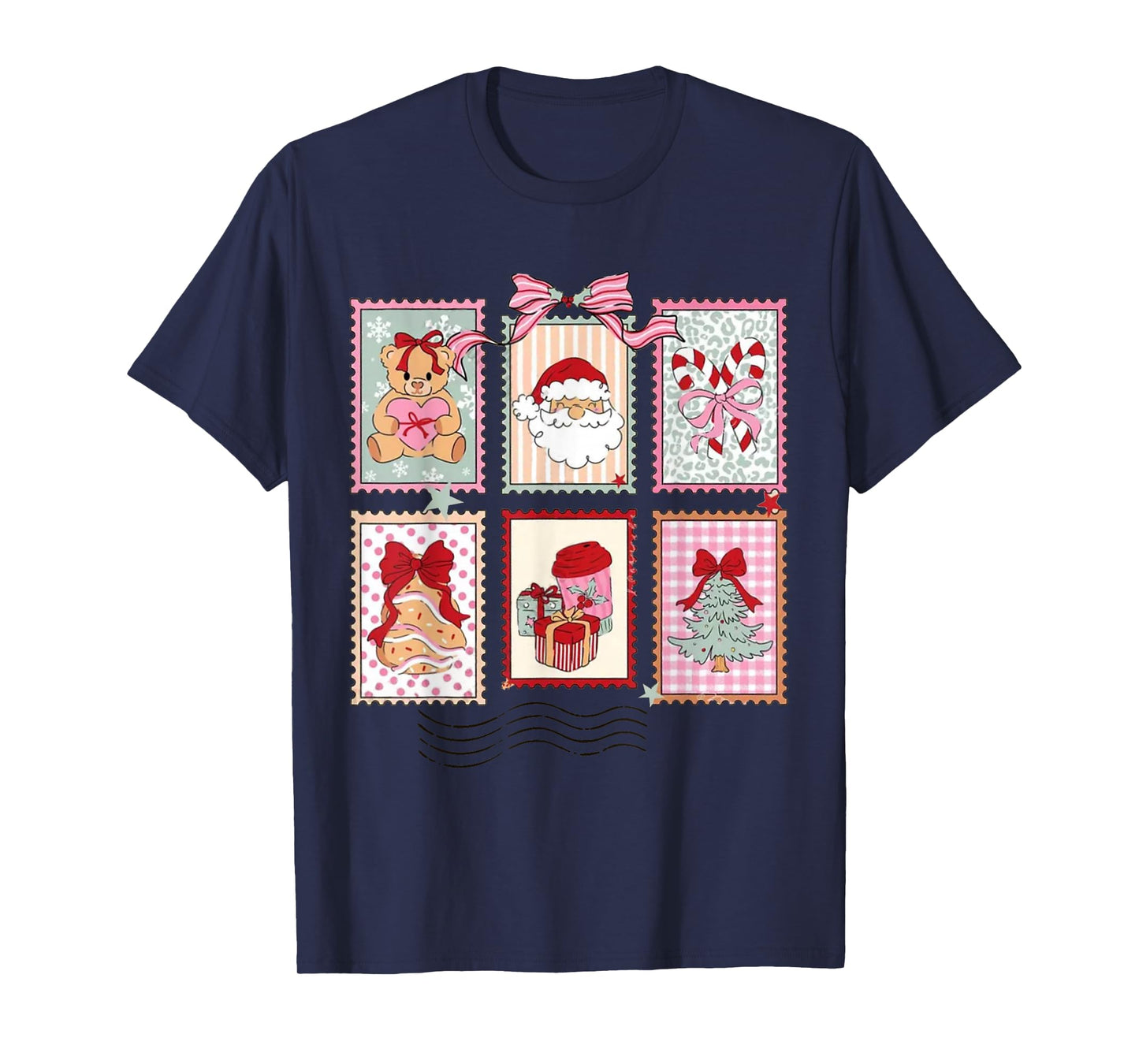 Vintage Santa Holiday Postage Stamps Merry Christmas T-Shirt