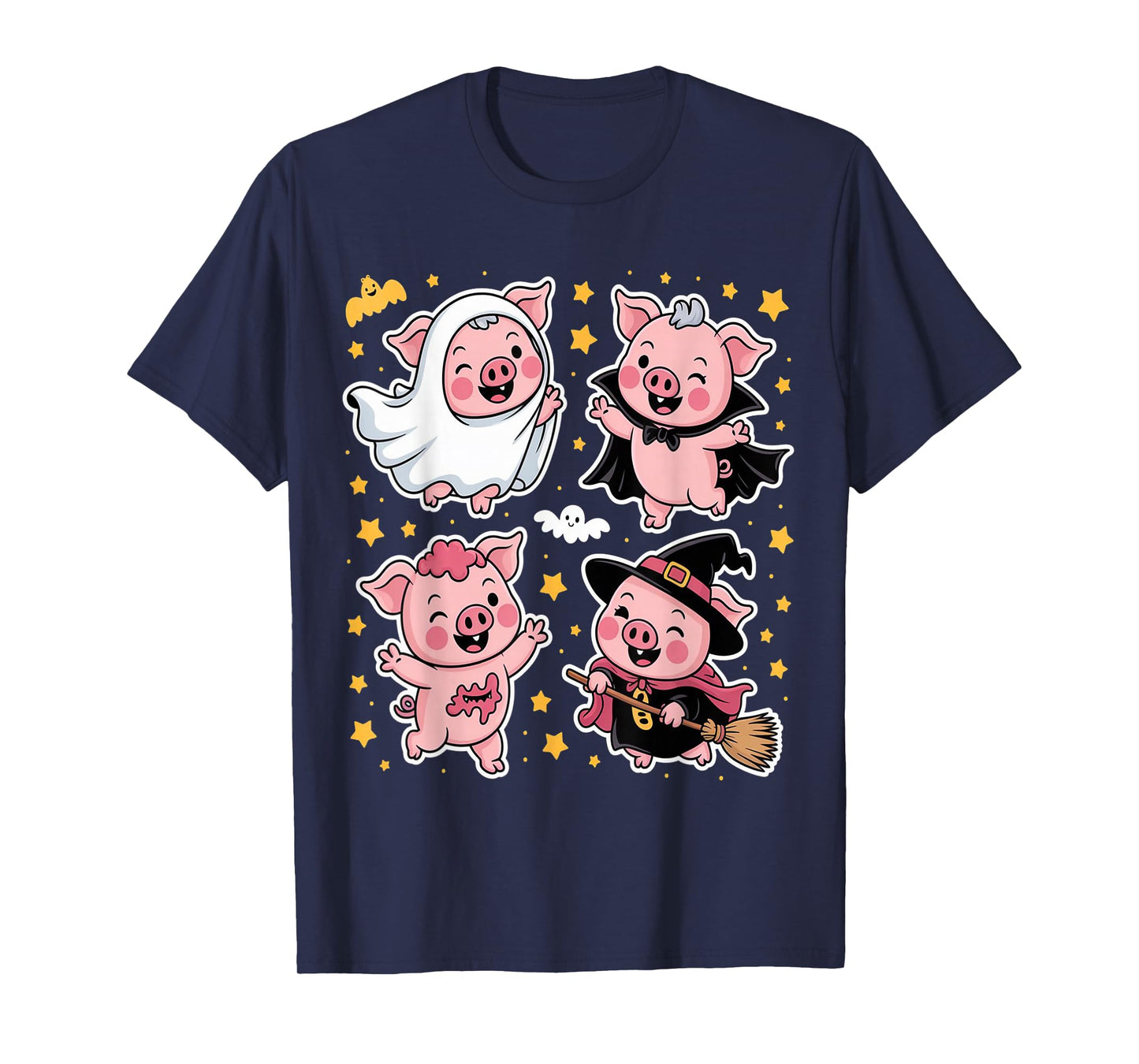 Pig Spooky Witch Boo Zombie Cute Halloween Boys Girls 2025 T-Shirt