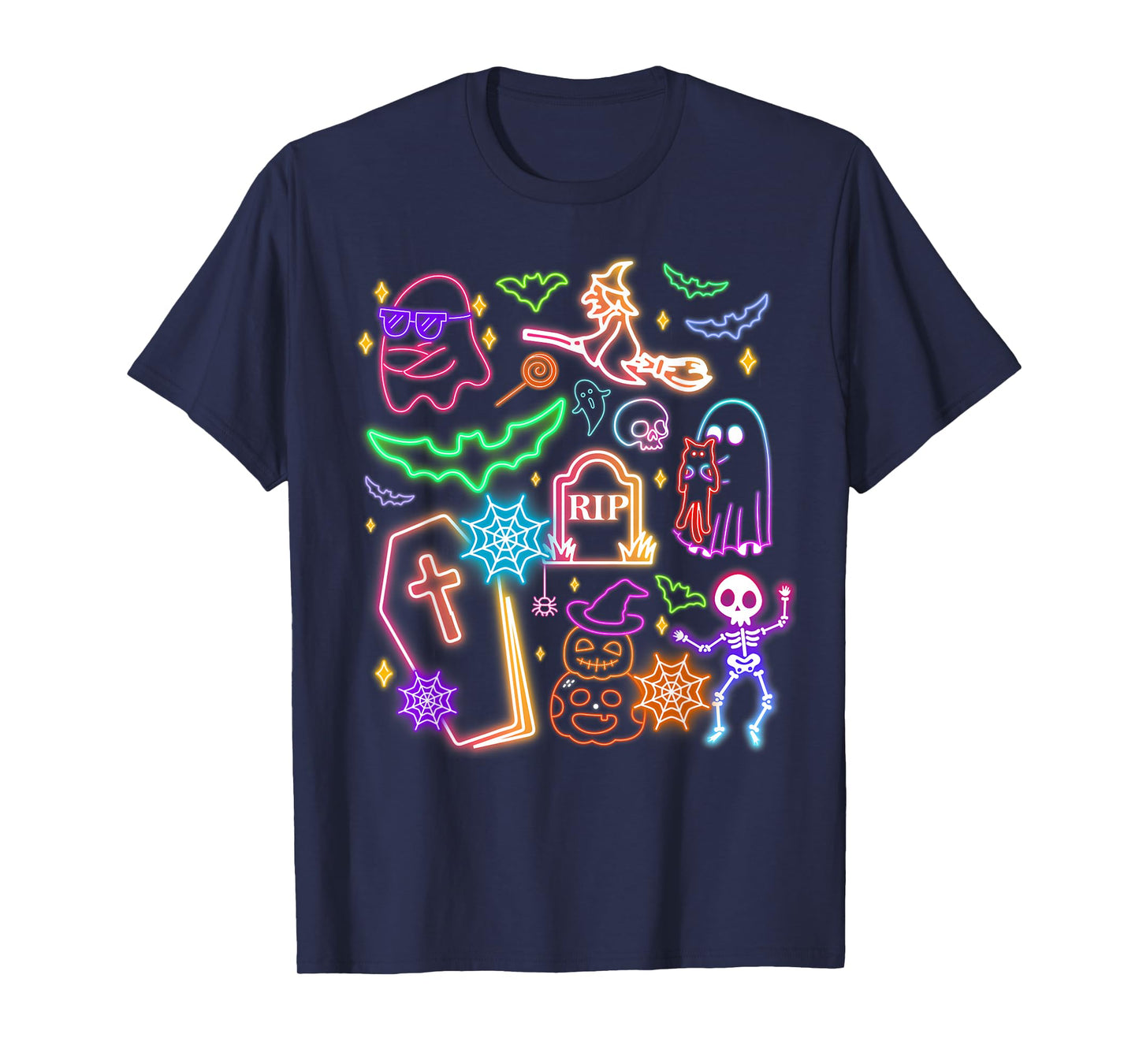 Funny Ghost Witch Skeleton Pumpkin Halloween Men Women Kids T-Shirt