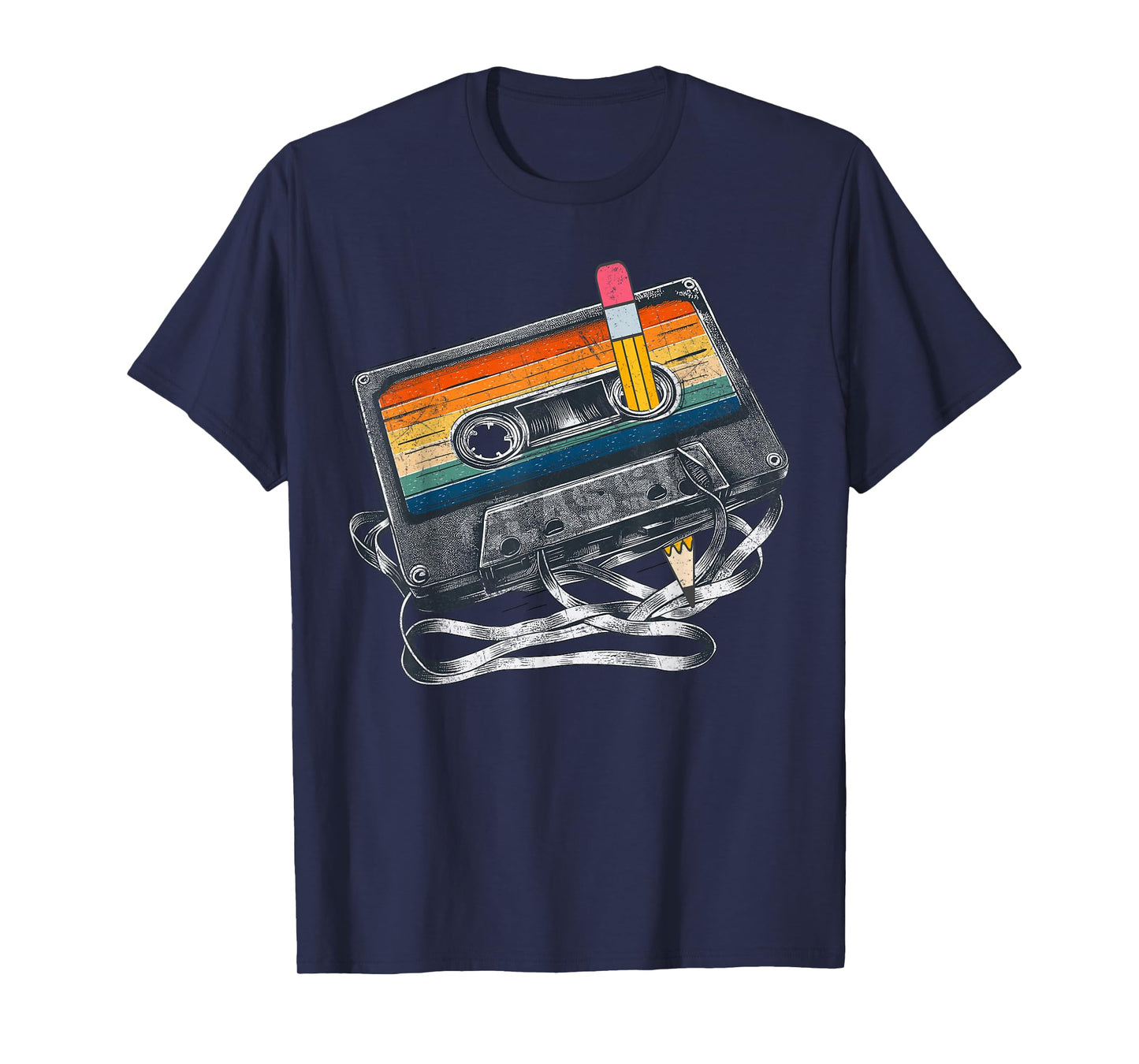 Retro 80s Cassette Tape Pencil 1980s Vintage Throwback Music T-Shirt