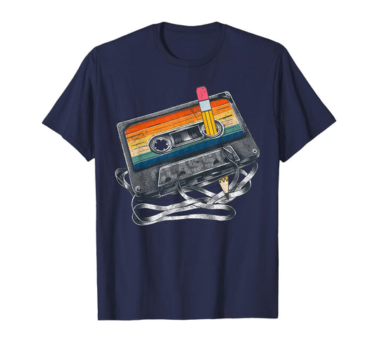 Retro 80s Cassette Tape Pencil 1980s Vintage Throwback Music T-Shirt