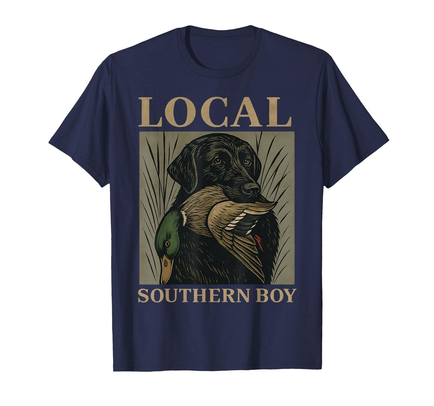 Local Southern Boy Duck Hunting Black Lab Dog Retro T-Shirt