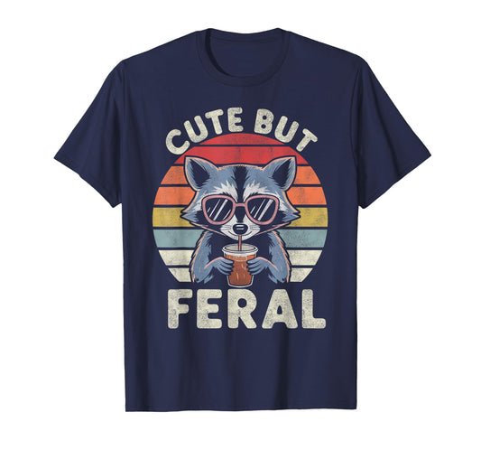 Cute But Feral Funny Racoon Sunglasses For Toddler Boys Kids T-Shirt