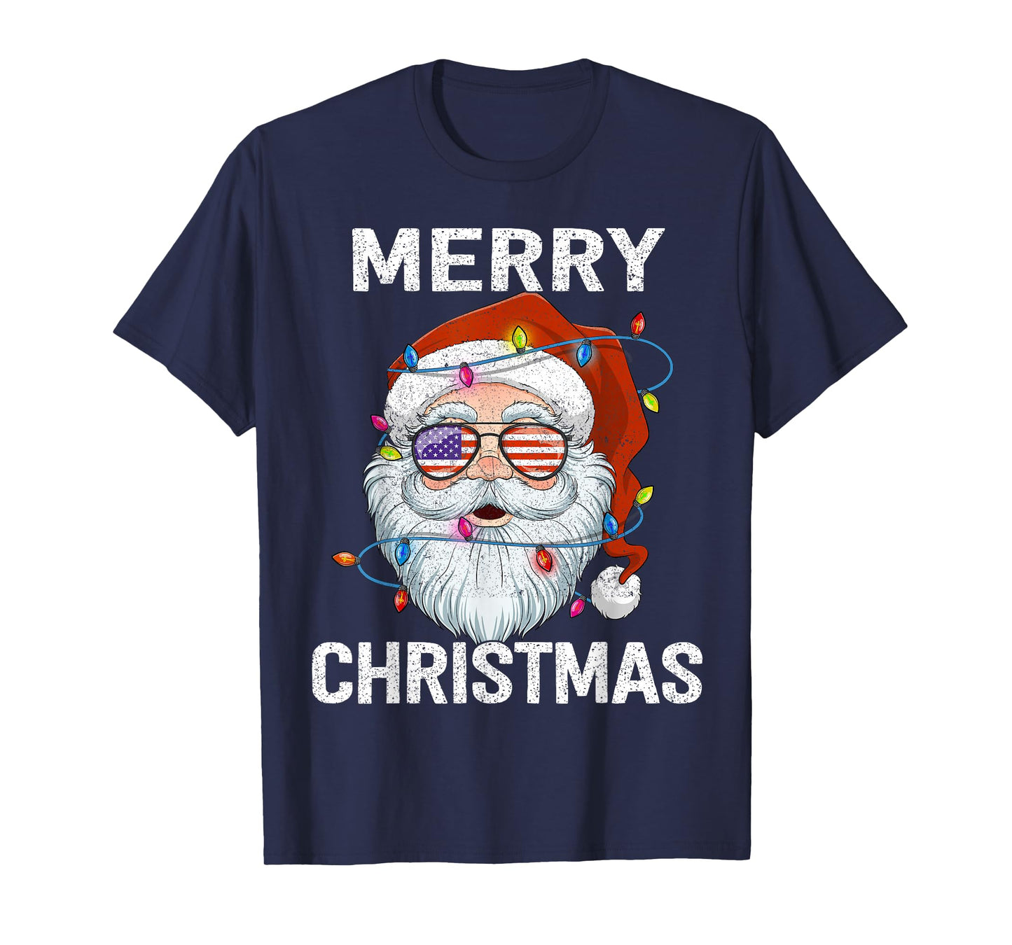 Merry Christmas Santa USA Flag Christmas Xmas Men Women T-Shirt