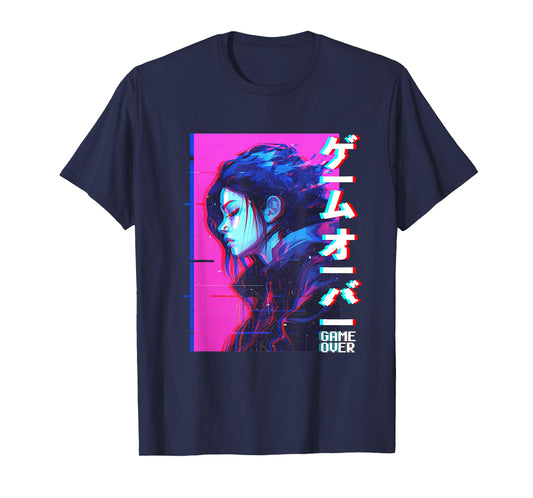 Sad Japanese Anime Girl Game Over Vaporwave Aesthetic T-Shirt