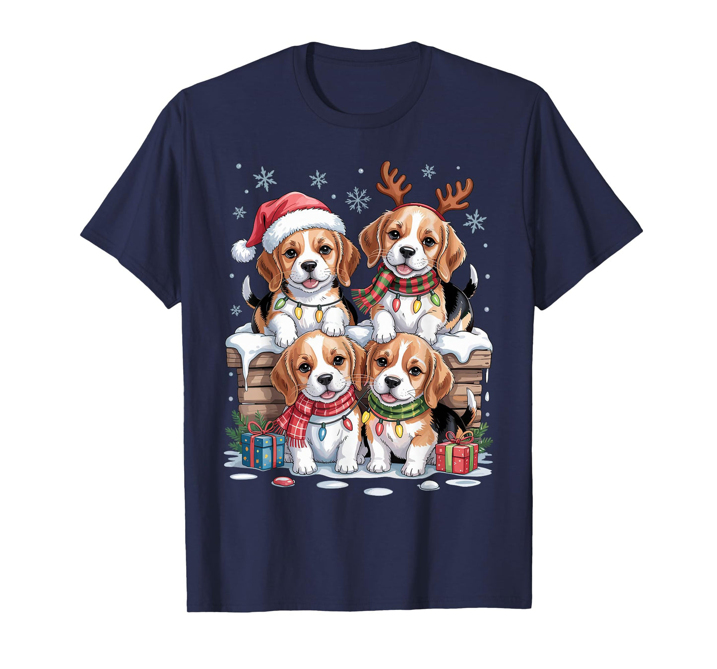 Cute Beagle Christmas Puppies Dog Lover Funny Holiday Pajama T-Shirt