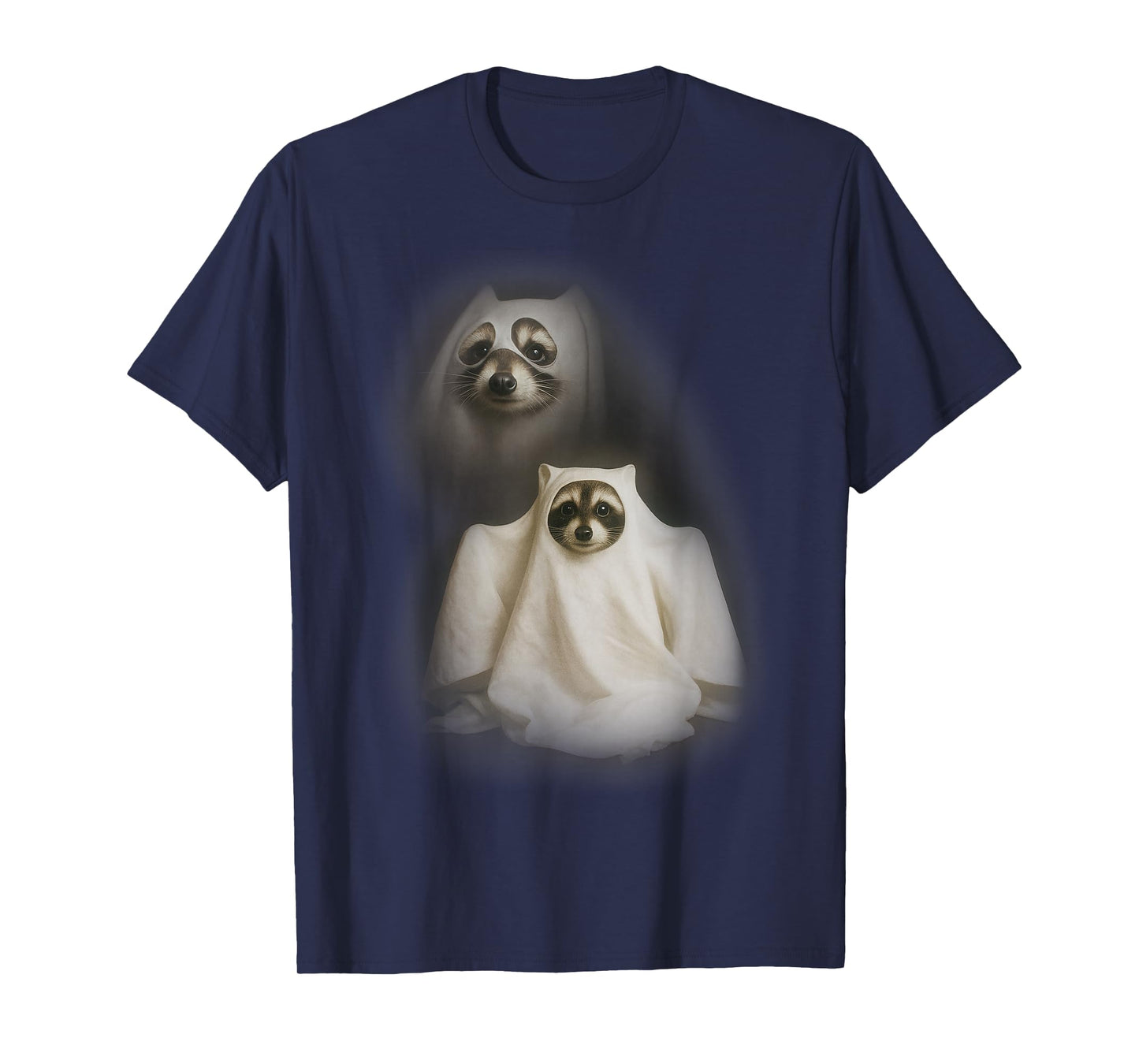 Vintage Ghost Racoon Peekaboo Funny Halloween Meme T-Shirt