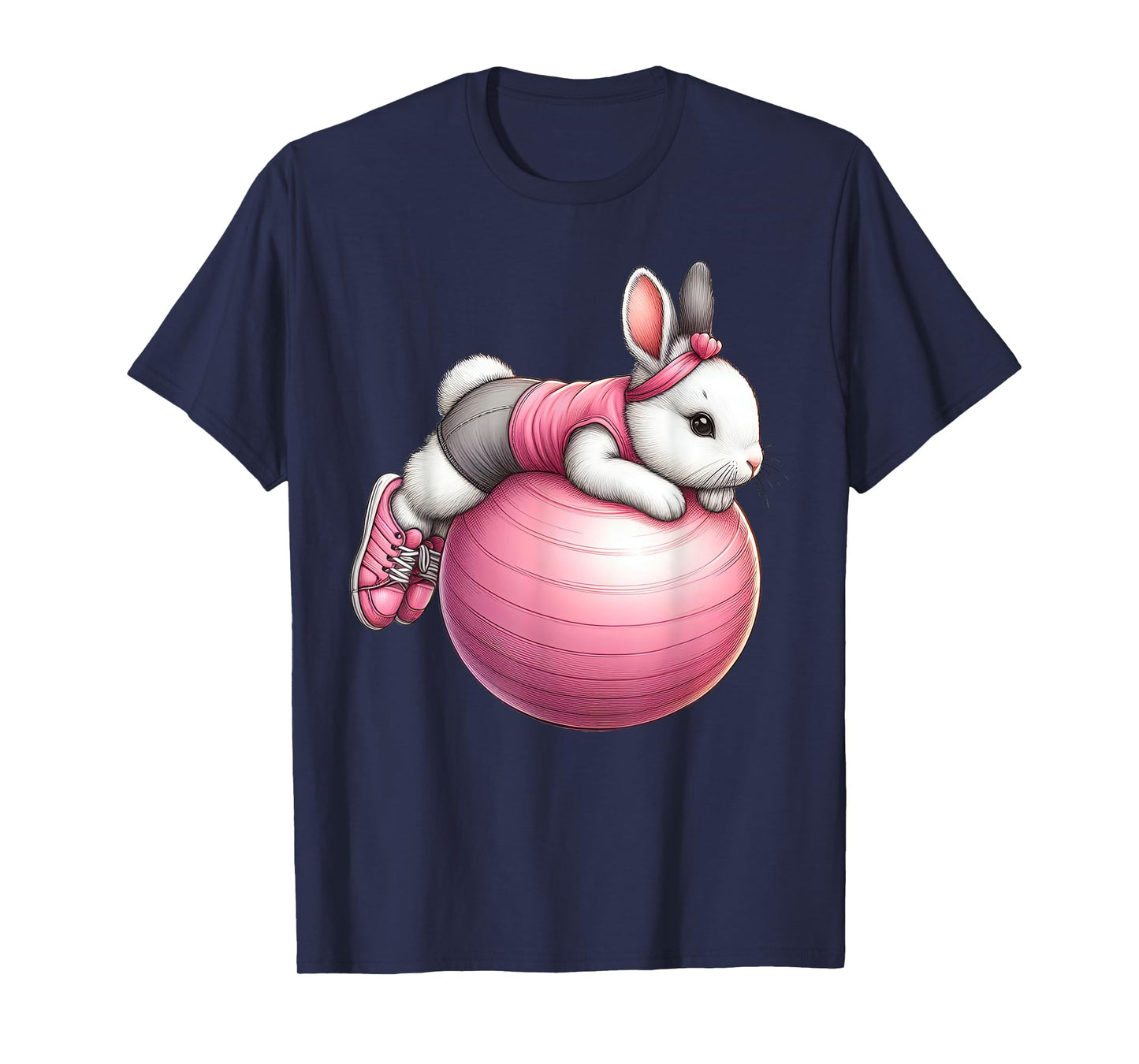 Easter Bunny on Exercise Ball Gym Fitness Workout Training T-Shirt