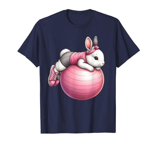 Easter Bunny on Exercise Ball Gym Fitness Workout Training T-Shirt