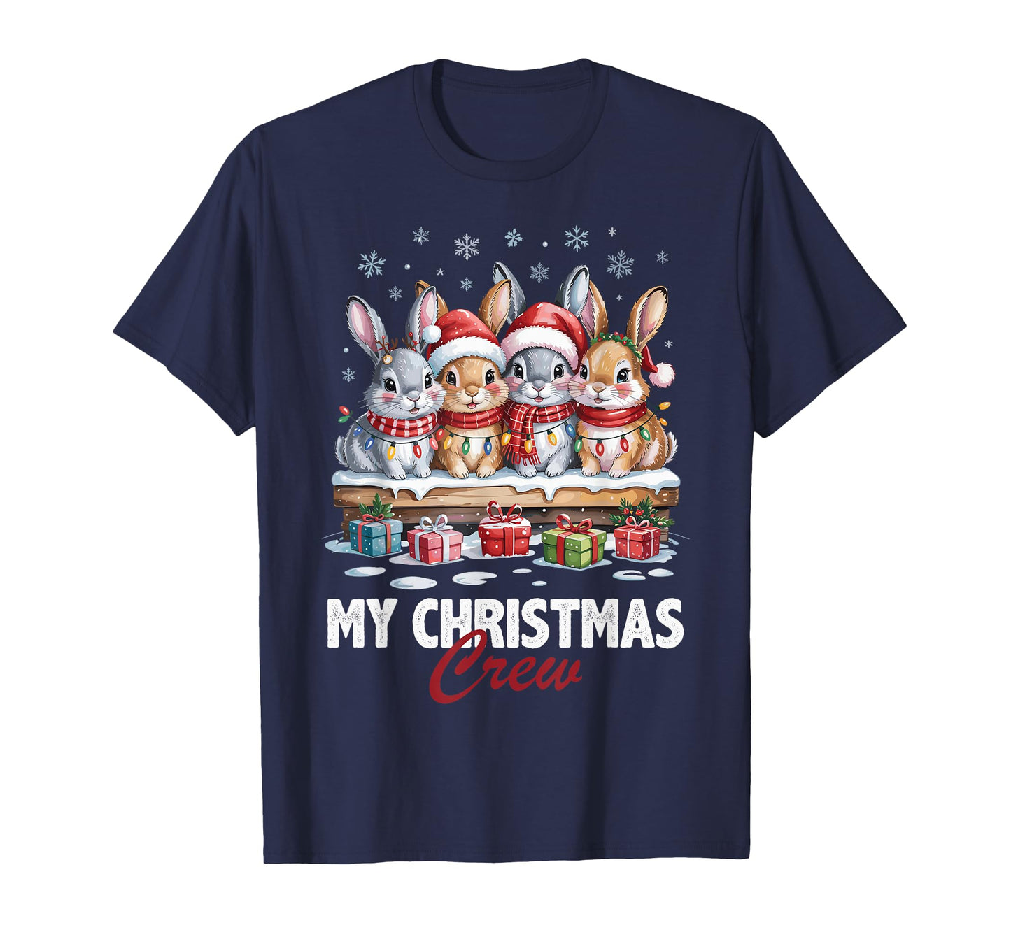Rabbit Christmas Crew Cute Pet Lovers Funny Holiday Pajama T-Shirt