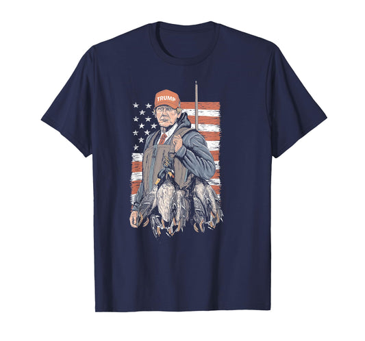 Duck Hunting Trump Camo Hello Hunting Season US Flag T-Shirt