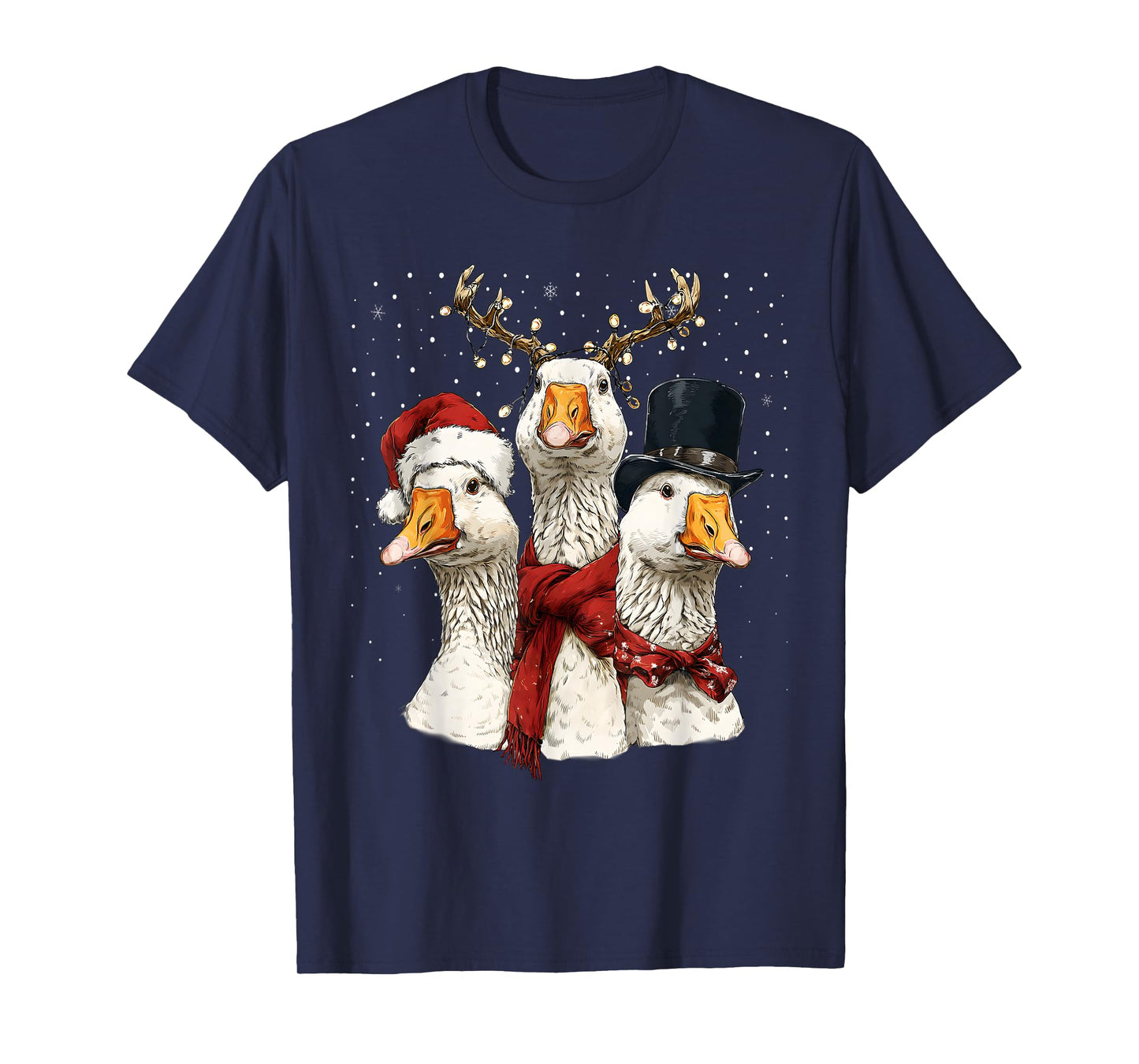 Funny Christmas Goose Holiday Santa Hat T-Shirt