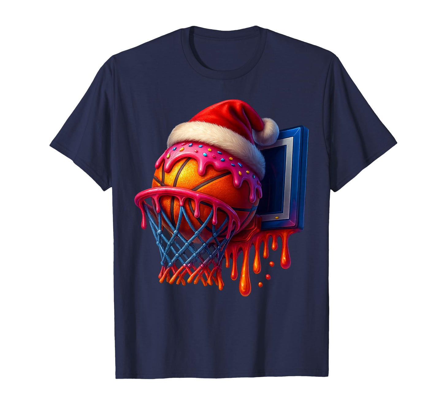 Christmas Basketball Tee Santa Reindeer Sports Men Boys Kids T-Shirt