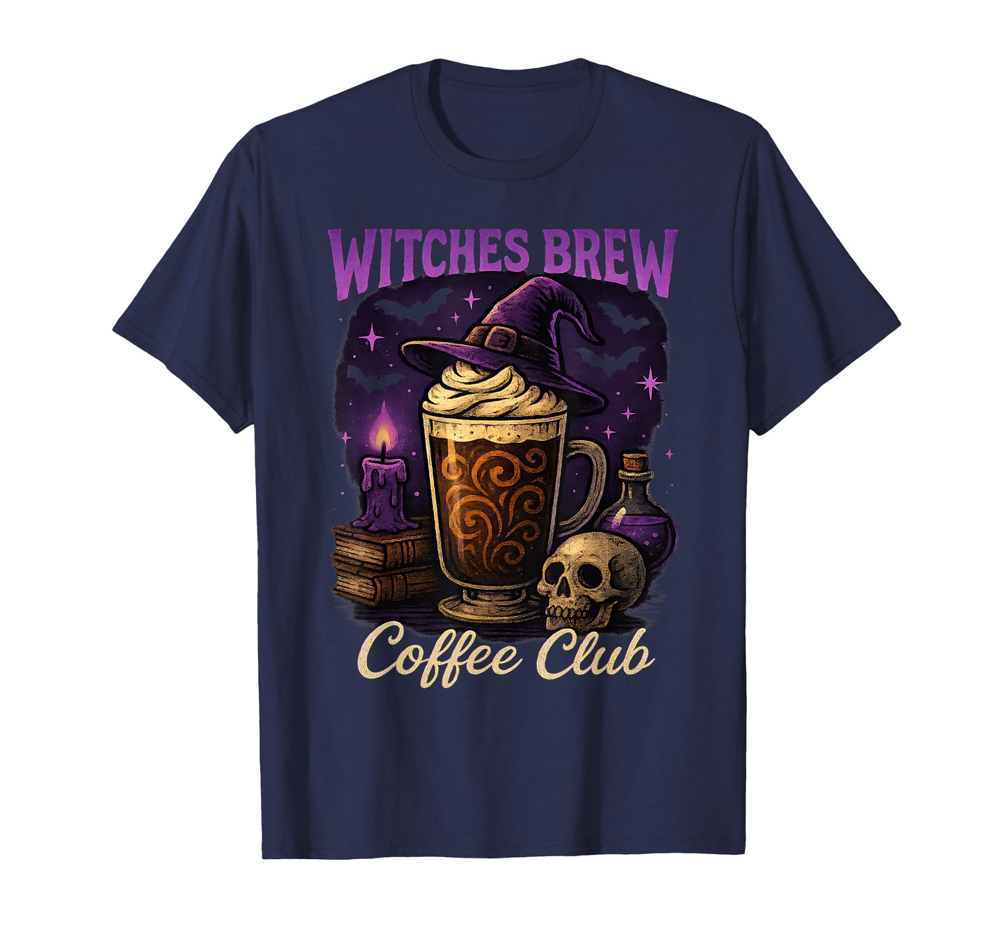 Witches Brew Coffee Club Halloween Witch Hat Latte Design T-Shirt