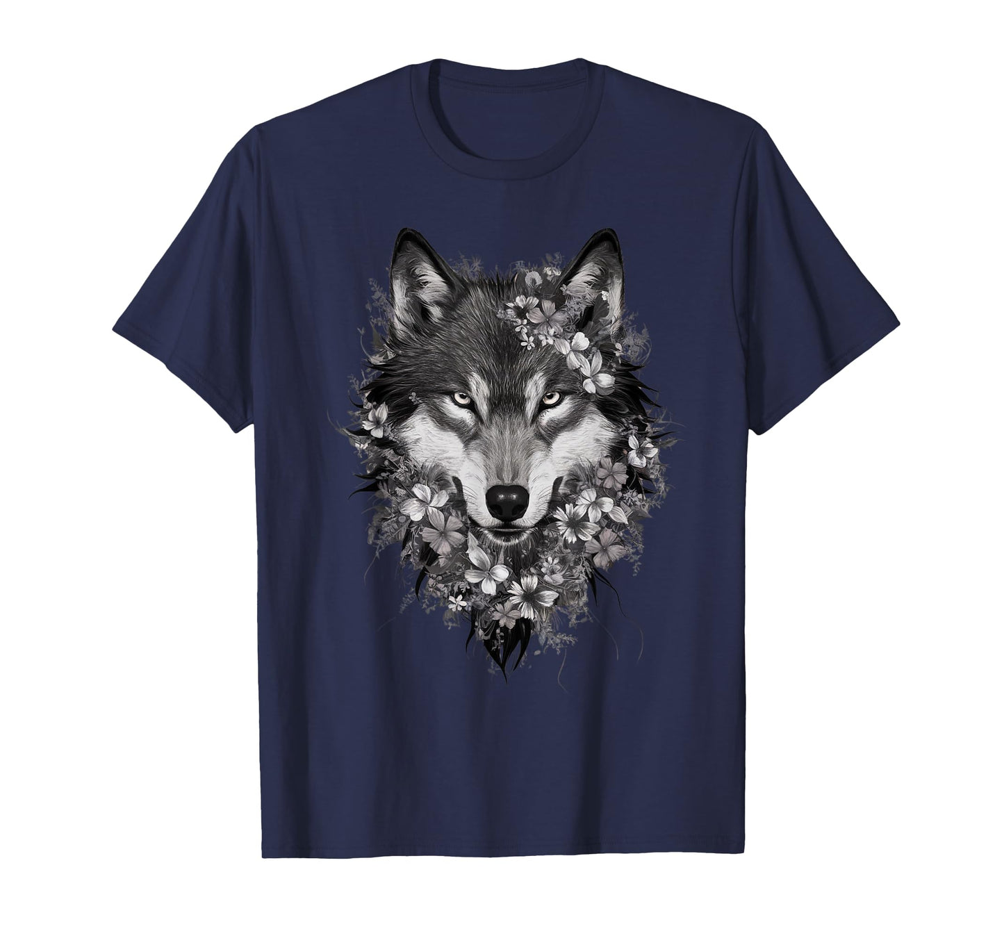 Floral Wolf Vintage Flowers Wolf Face for Wolves Lover T-Shirt