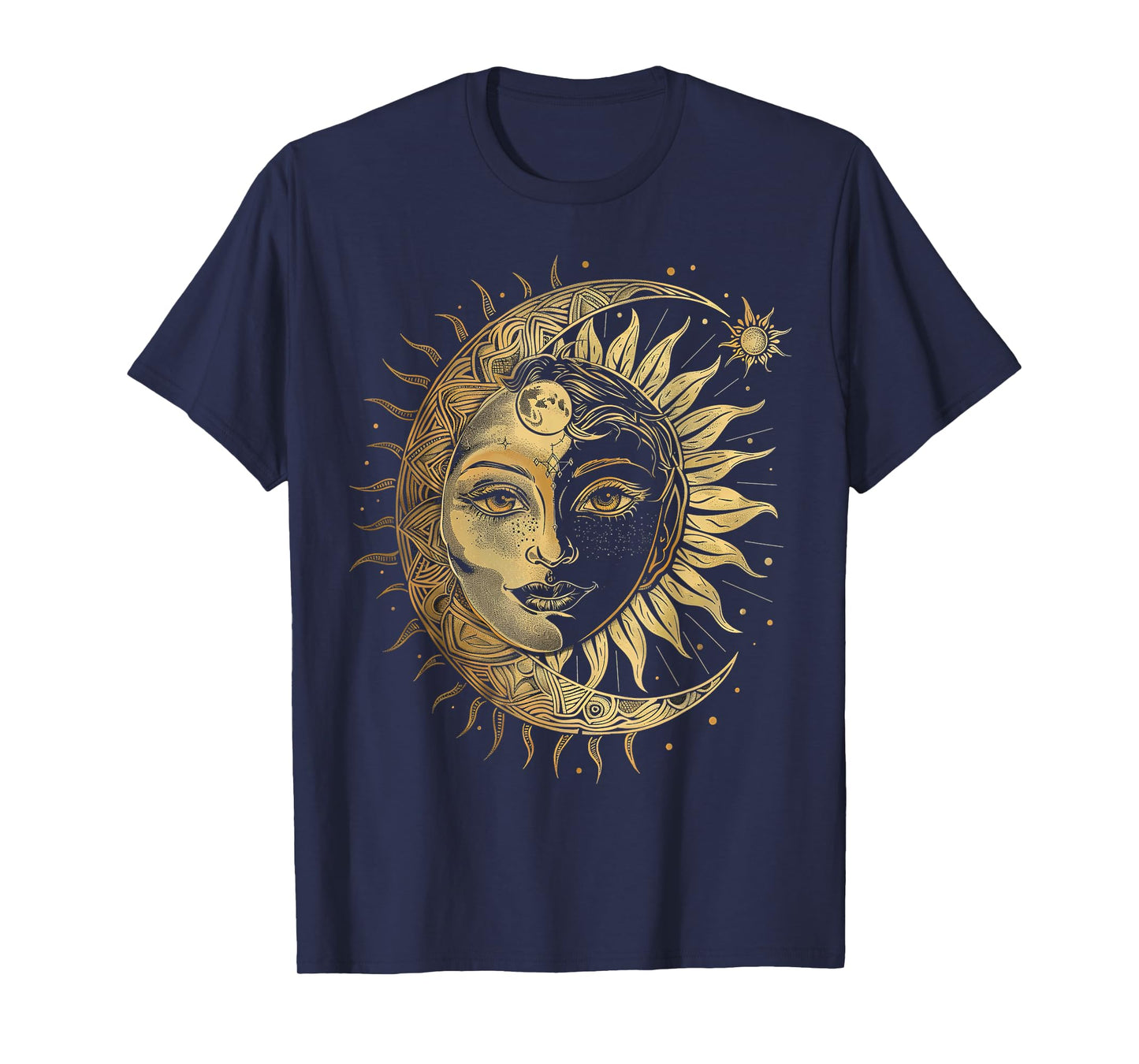 mystic sun and moon woman mystical flowers aesthetic T-Shirt