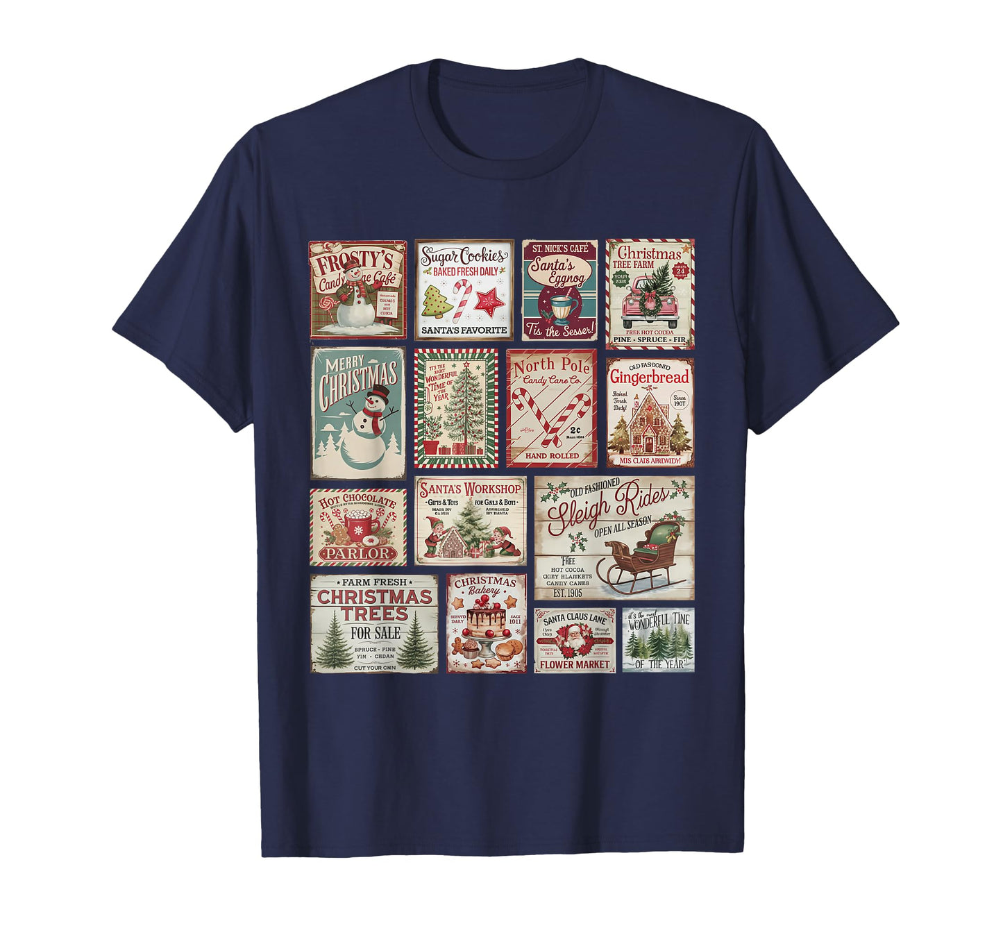 Vintage Christmas Stamps Retro Postage Santa T-Shirt