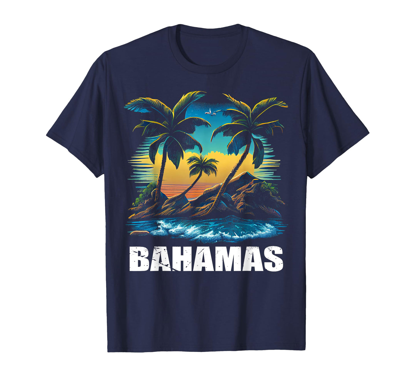 Retro Bahamas Sunset Vintage Vacation Souvenir T-Shirt