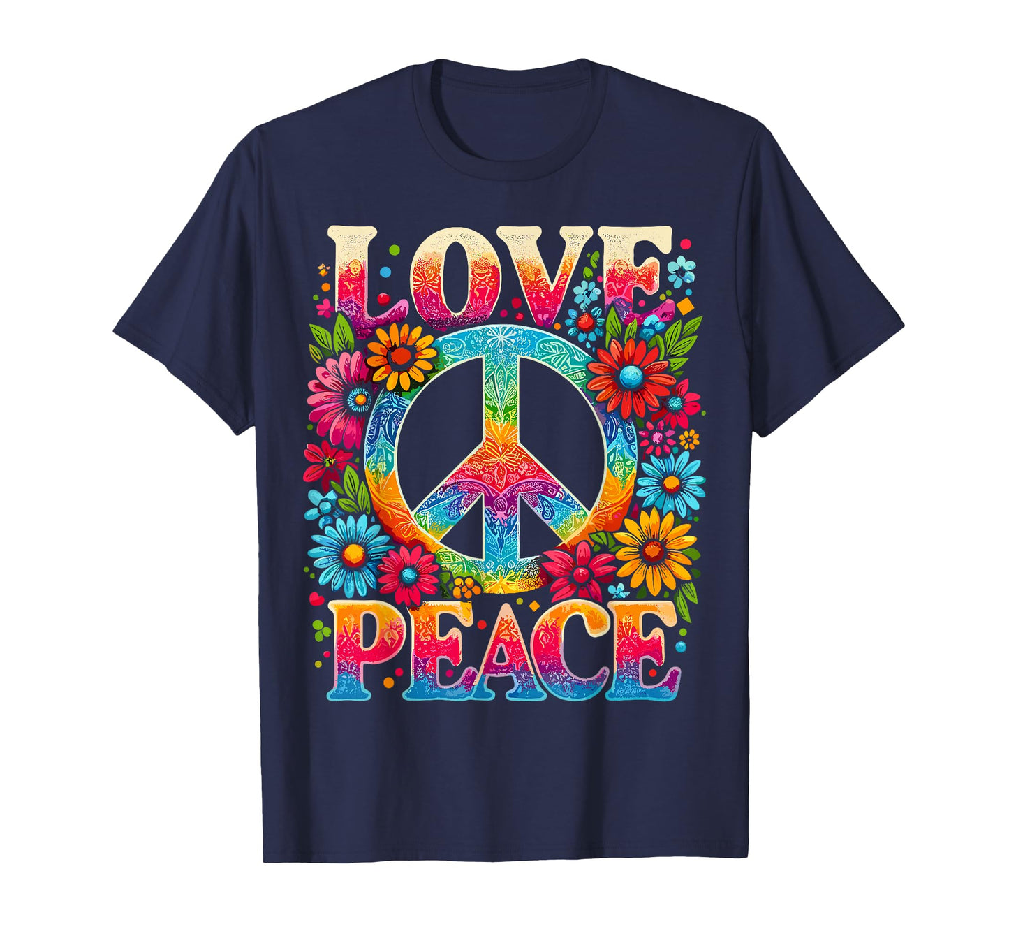 Peace Sign Love 60s 70s Tie Dye Hippie T-Shirt