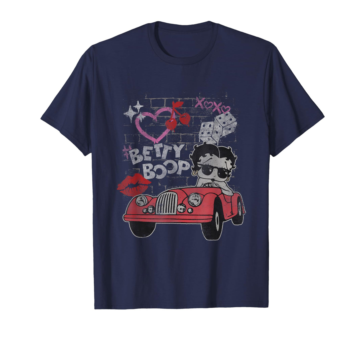 Betty Boop Kisses Distressed Heart Betty T-Shirt