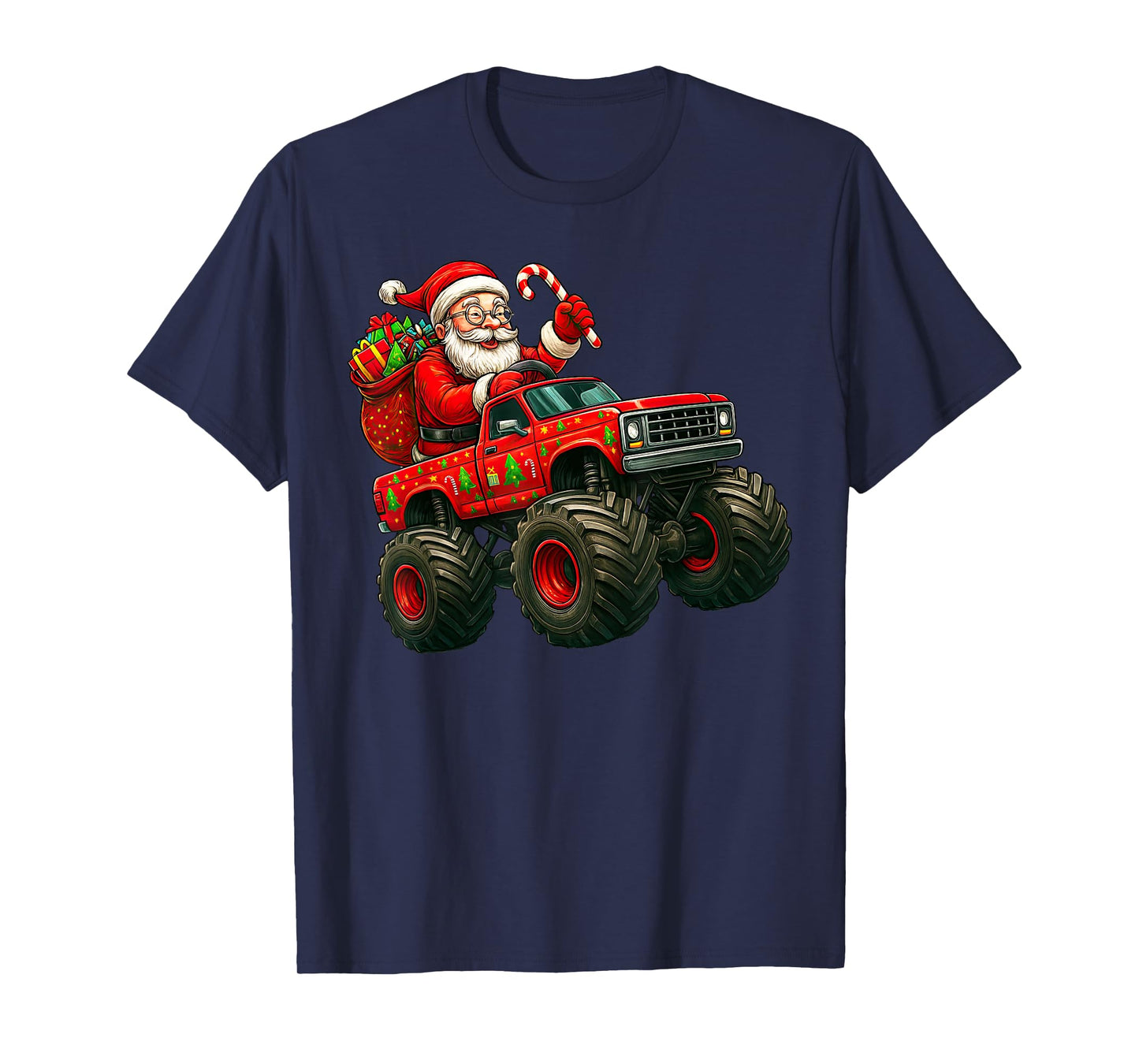 Santa Claus Driving a Big Christmas Truck T-Shirt