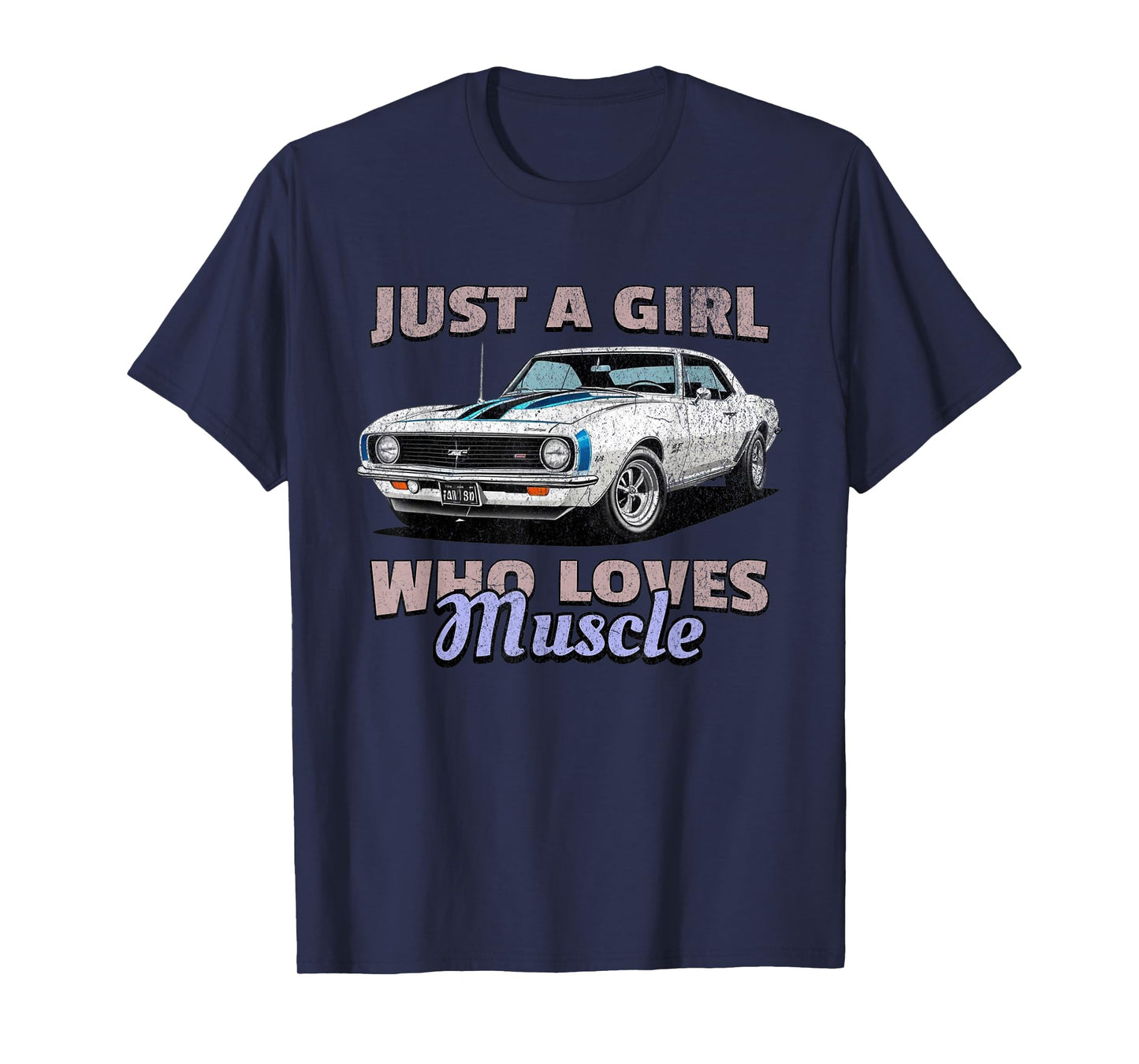 Just A Girl Who Loves Muscle Cars, Retro American Muscle Car T-Shirt