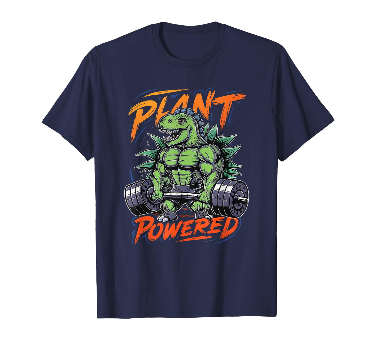 Plant Powered Dinosaur Vegan Powerlifting Gym Weightlifting T-Shirt