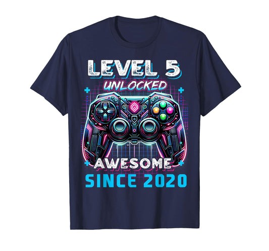 5th Birthday Boy Level 5 Gamer 5 Year Video Game Party T-Shirt