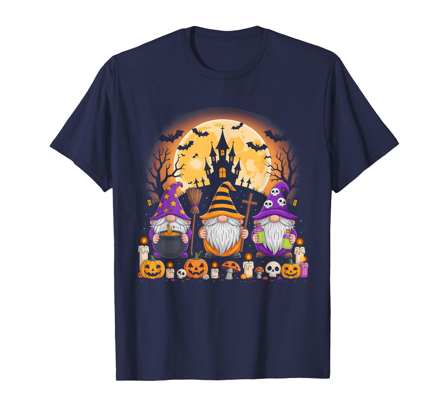 Funny Gnome Witch Pumpkin Autumn Fall Halloween T-Shirt