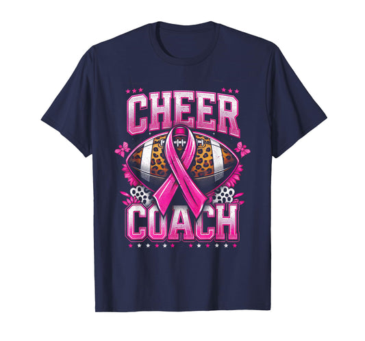 Football Cheer Coach Pink Ribbon Breast Cancer Awareness T-Shirt