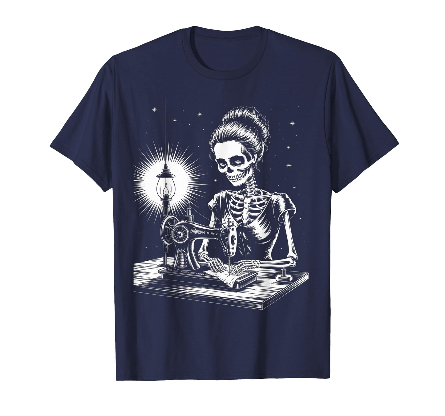 Skeleton Sewer Quilter Funny Sewing Lover Halloween T-Shirt