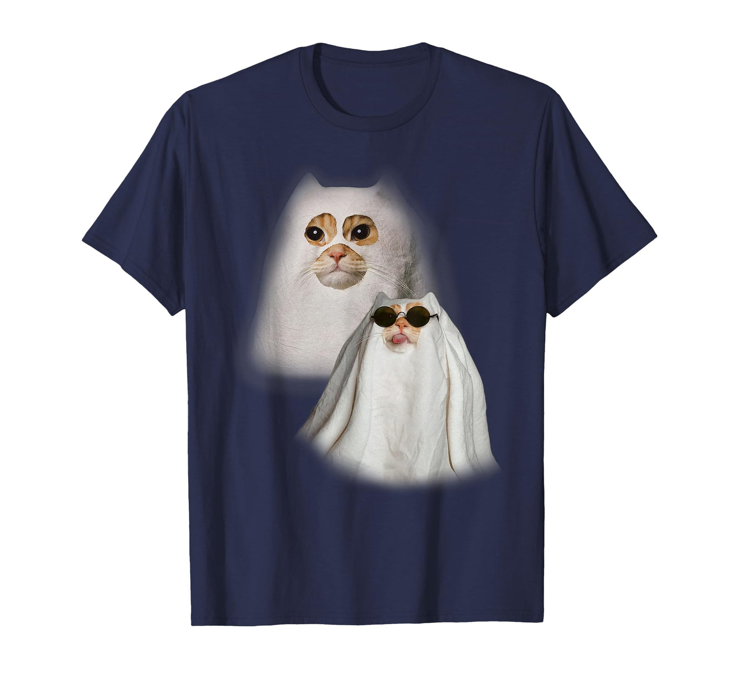 Ghost Cat Meme Funny Halloween Men Women Kids T-Shirt