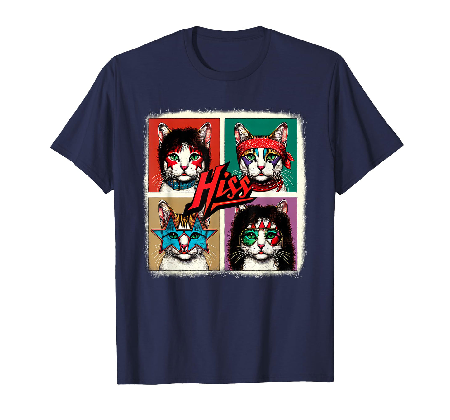 Rock Band Retro Cat Music Concert Band 70s 09S0SR T-Shirt