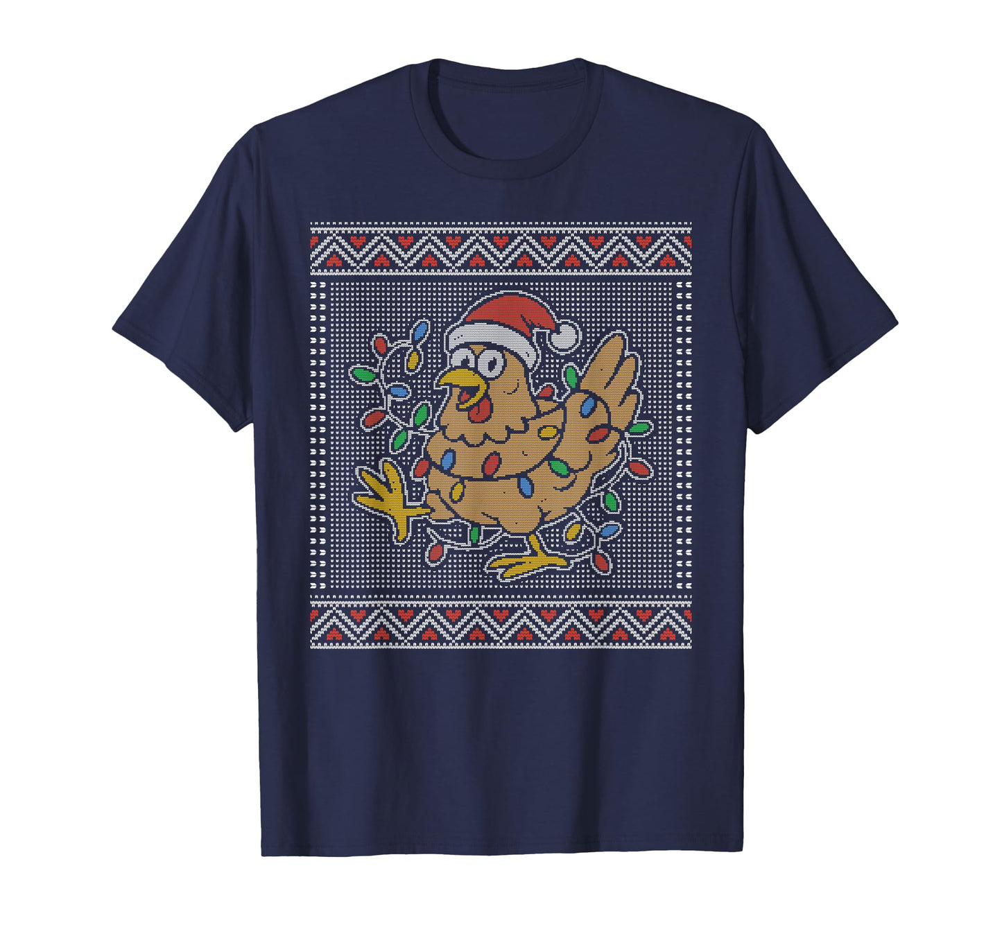 Ugly Chicken Christmas Sweater, Chicken Christmas Lights T-Shirt
