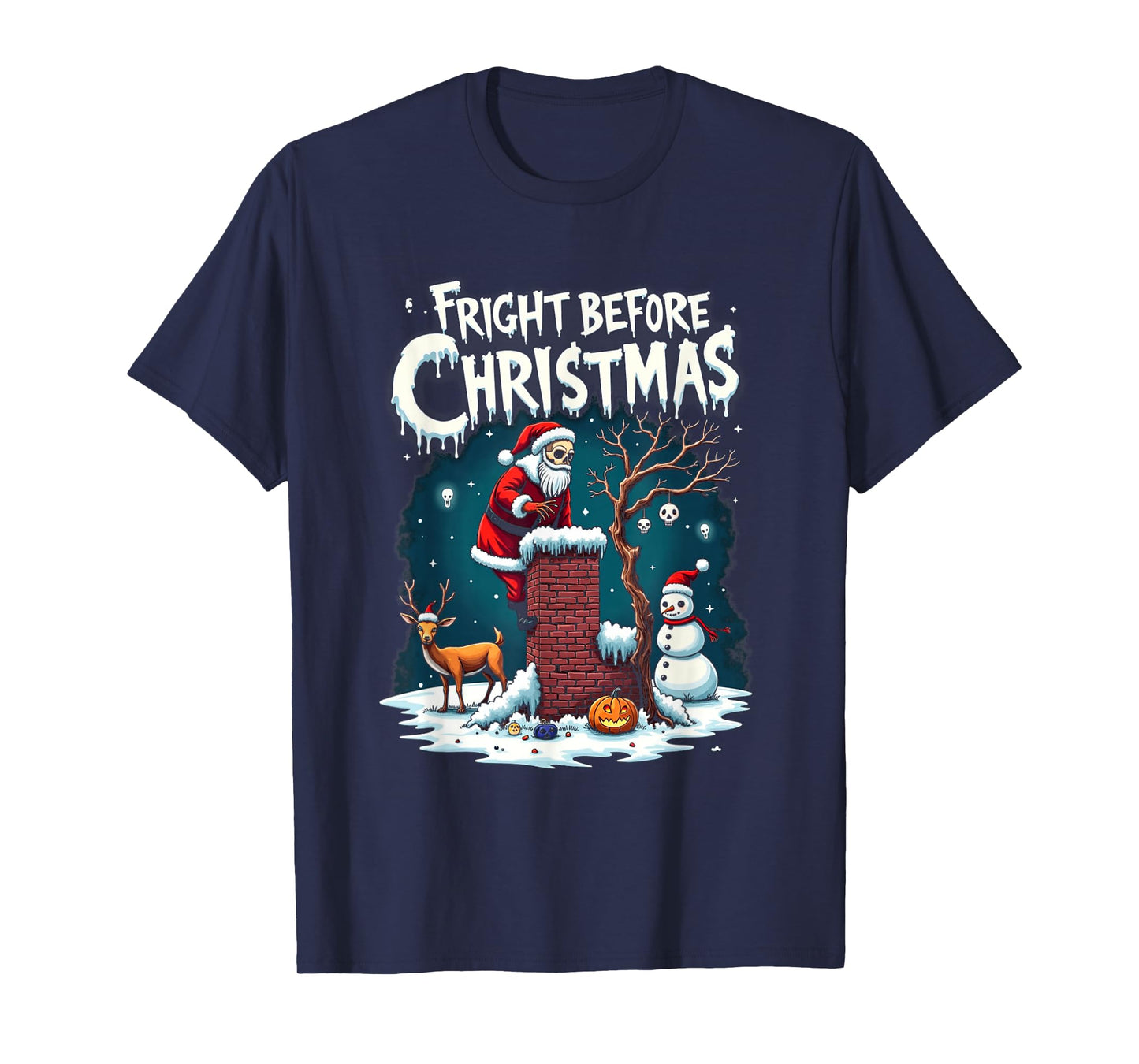 Fright Before Christmas Creepy Skeleton Santa T-Shirt