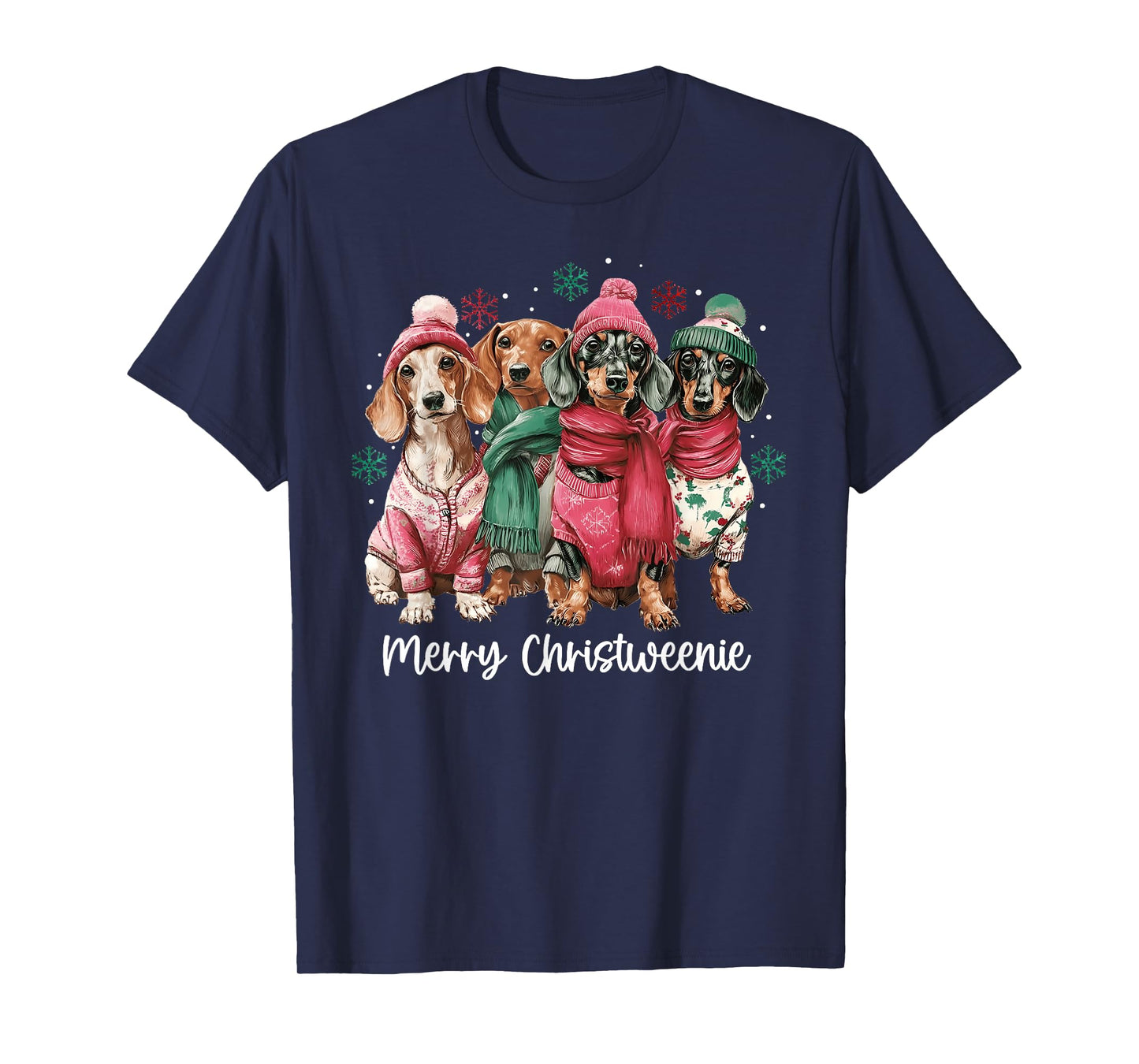 Merry Christmas Dachshund Dog Xmas Wiener Women Men Kids T-Shirt