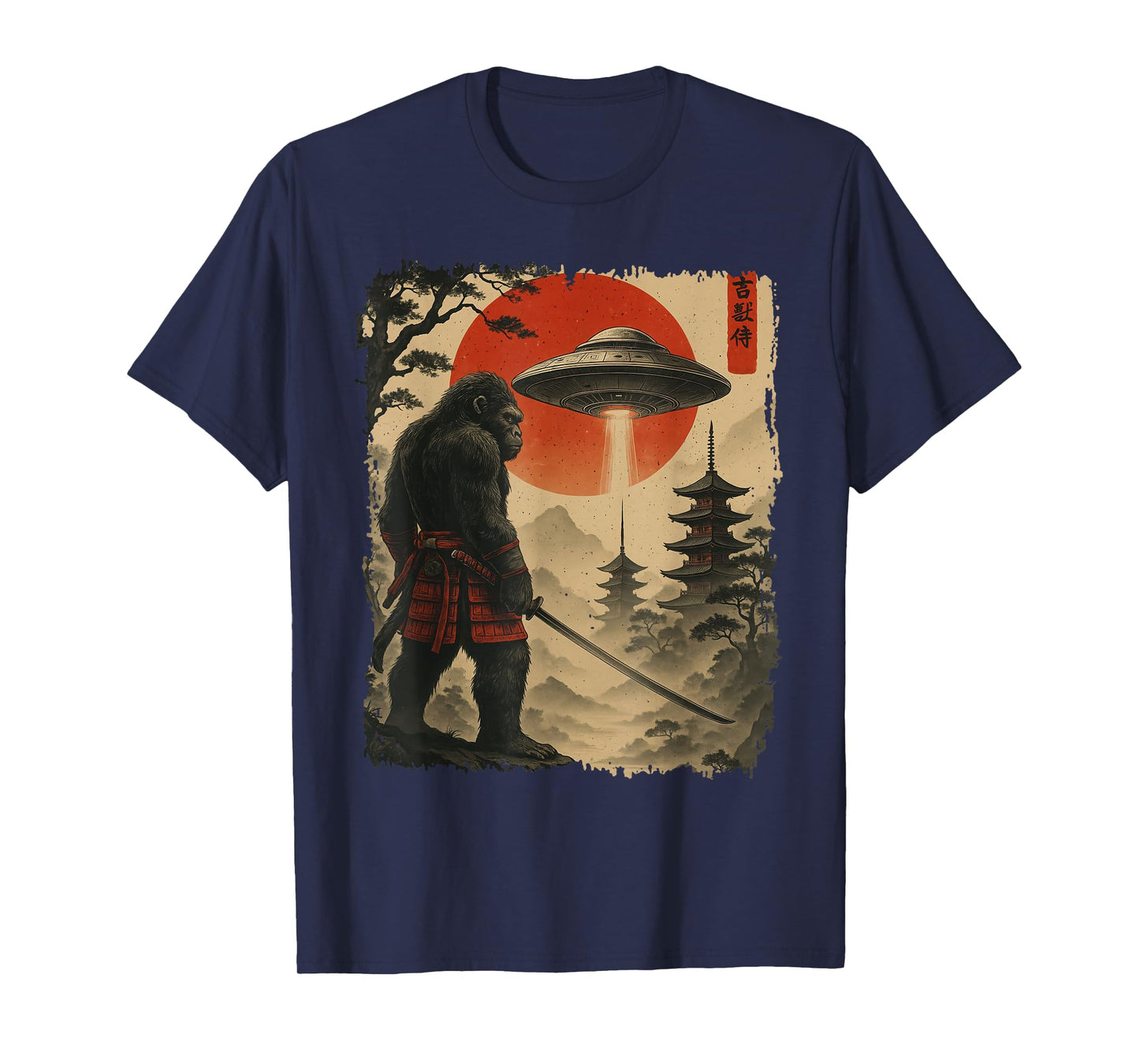 Samurai Bigfoot Japanese Vintage Graphic Ukiyo-e Art Funny T-Shirt