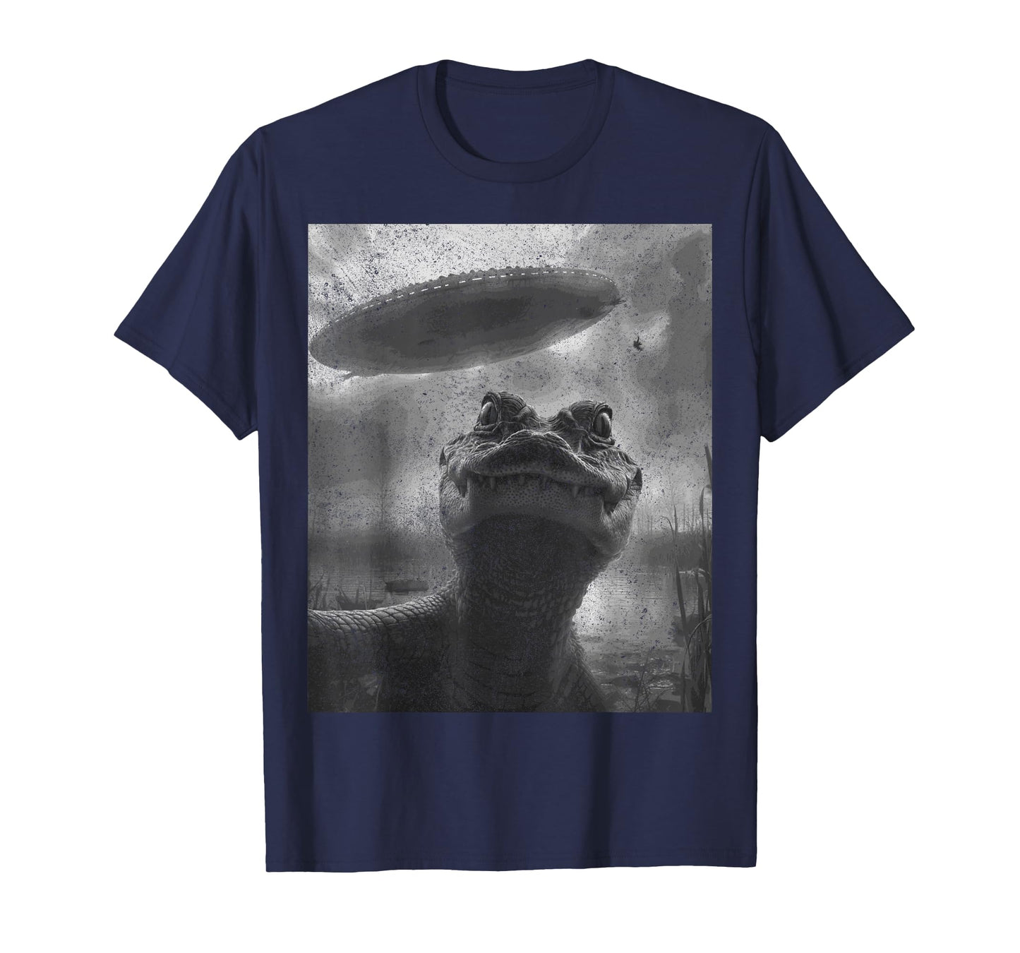 Alligator Selfie with Alien UFO Funny T-Shirt